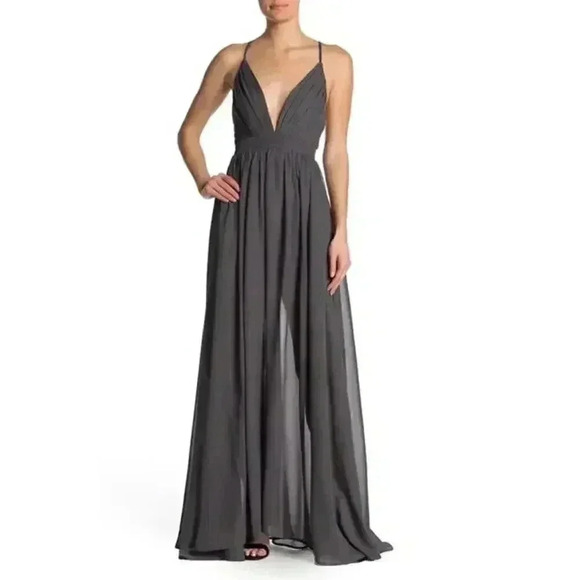Meghan LA Enchanted‎ Garden Maxi Dress Gray - Picture 1 of 16